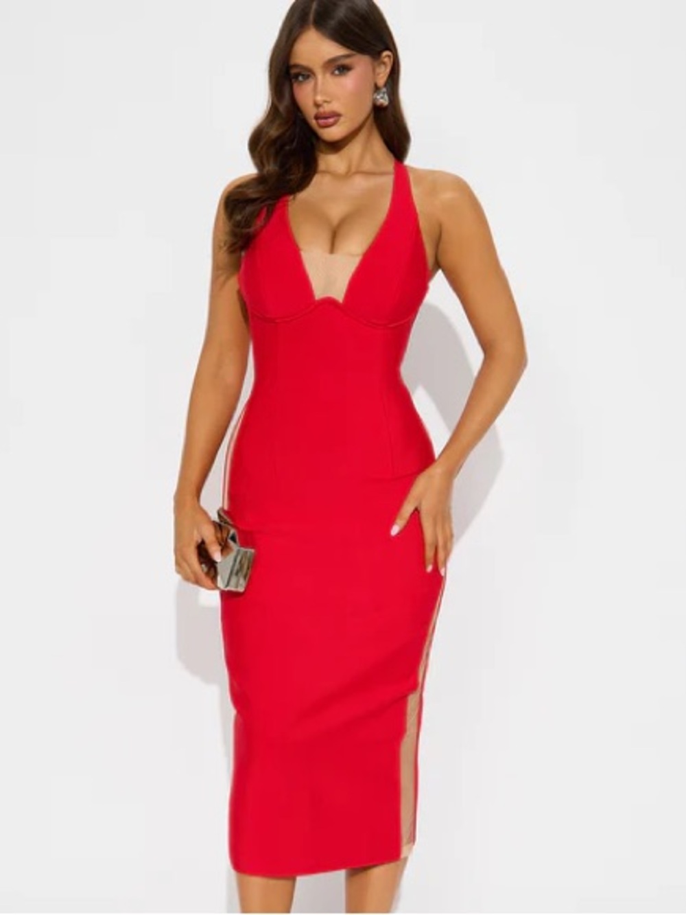 Topic Of Conversation Mesh Bandage Midi Dress NEW 🏷️